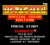 Ms. Pac-Man Special Color Edition title screen for GameBoy Color
